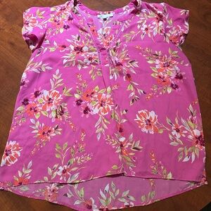 DR2 Pink and Orange Flutter Sleeve Blouse Relaxed Fit